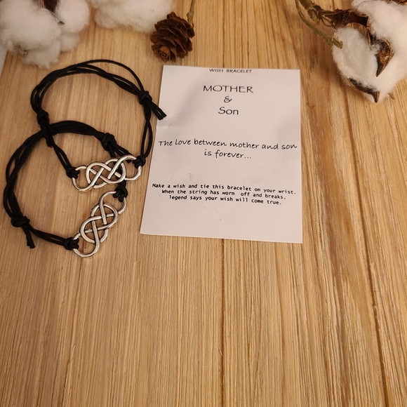 🖤🖤BACK IN STOCK🖤🖤Very Nice Mother and Son Double Infinity Bracelets in BLACK - Picture 4 of 12